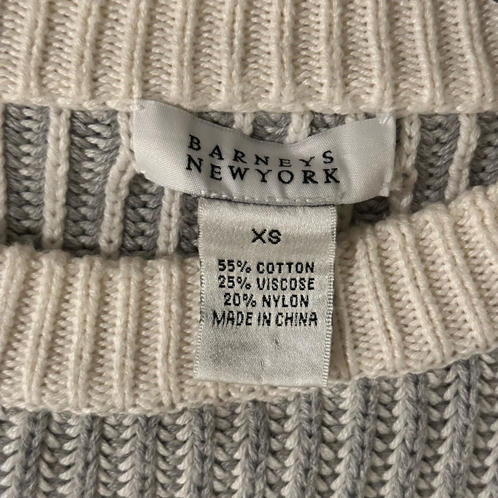 Barneys New York Cream and Gray Striped Sweater - Picture 4 of 4
